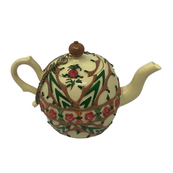 Vintage Nini Japan Teapot Trinket Box Hand Painted Floral Staffordshire Style - Picture 1 of 11